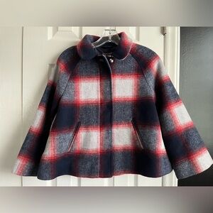 GAP Kids Plaid Wool Blend Jacket Cape Girls Medium Size Medium (8-9)